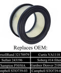 Direct Fit Replacement Air Filter 32170979 For Ingersoll Rand T30 SS5 2340 2475 Air Compressors, circular design, shown with OEM compatibility list.