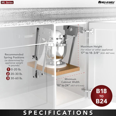 Hella Durable Heavy Duty Stand Mixer Lift For Kitchen Base Cabinets With Smooth Chrome Steel Slide Out Tray dimensions and specifications.