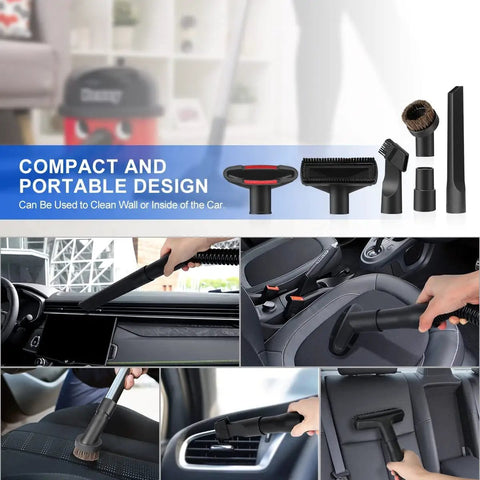 12 Piece Universal Vacuum Attachment Kit With Hair Brush And Flexible Crevice Tool in car cleaning use