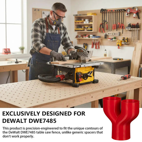 2.5 Inch Shop Vac Y Connector Splitter For Woodworking Tools & Dust Collection Systems on a table with saw.