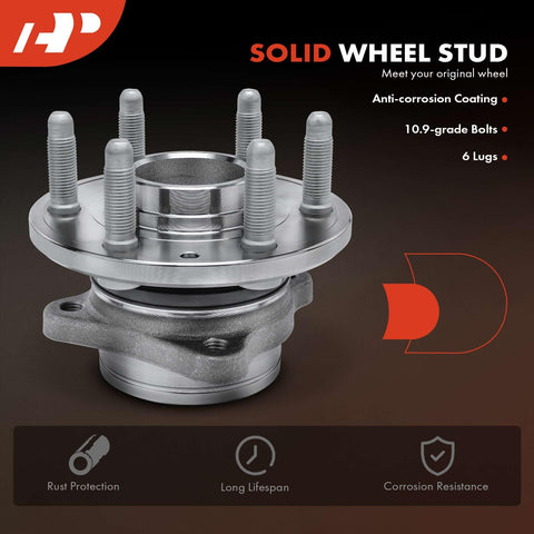 Front Wheel Bearing And Hub Assembly For Chevrolet Colorado 2015 To 2020 And GMC Canyon 2015 To 2020 6 Lug RWD Replacement Strong Durable OEM Quality Easy Install And Long Lasting Performance, 6-lug design, anti-corrosion coating, rust protection, long lifespan