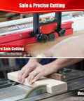 Adjustable Bearing Roller Featherboard Feeder for Table Saw with Aluminum Alloy 5mm Stroke and Double Wheel Pro Grade Woodworking Jig in use