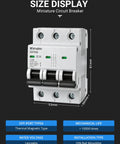 Three Pole Miniature Circuit Breaker 240V 480V AC 50A Thermal Magnetic Trip Smart Circuit Breaker AC Disconnect Switch DIN Rail Mount with Visualization Window Flame Retardant Shell for Overload and Short Circuit Protection