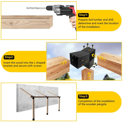 3 Way 30 Degree Pergola Brackets L Shaped Right Angle Corner Brackets For 4x4 Beams Three And A Half By Three And A Half Inches Indoor Outdoor DIY Heavy Duty Slant Bracket For Pavilion Gazebo Porch Deck Cabin Set Of 2