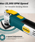 Hardworking 28 Piece Oscillating Multi Tool With 2.5 Amp Corded Design And Six Variable Speeds Gets The Work Done Fast for sanding with 22,000 RPM.