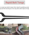 Rapid Tongs Bundle Set With Rivets for Metalworking features bolt tongs with open jaws for gripping bulky metal pieces.