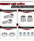Built Tough 1.25 Inch Heim Joint Rod End Linkage Kit featuring alloy steel rod ends and spacers for vehicle steering.