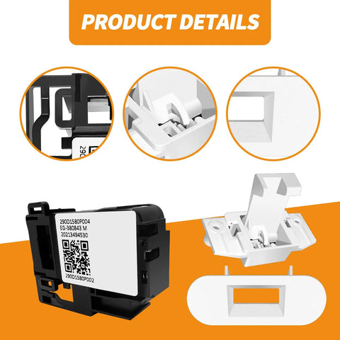 Durable Lid Lock Kit For GE And Hotpoint Washers Replacement WH01X27954 With Easy Plug And Play Install And Pro Grade Build Replaces WH01X26114 WH01X24114 EG380843M 290D1580P004 290D1580P002, black and white washer lid lock close-up