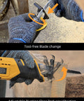 Brushless Cordless Reciprocating Saw With 3-Speed Settings, 0-3000 RPM, featuring tool-free blade change and pivoting shoe