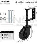 Beefy Heavy Duty Spring Loaded Gate Caster With Bearing, 360 Degree Swivel Drag Wheels, 200 Lb Capacity, components.