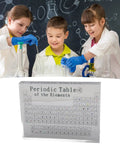 Clear Acrylic Periodic Table With 103 Real Elements Inside Real Chemistry Elements Display shown in classroom with students.
