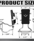 Product dimensions for 3 In 1 Magnetic Tool Holder With Hammer Belt Clip And Tape Measure Holder showing side and front views.