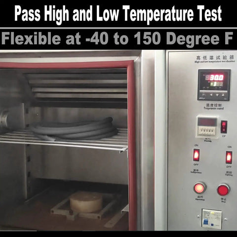 Heavy Duty Hybrid Air Hose Three Eighths Inch By Twenty Five Foot 300 PSI in temperature test chamber