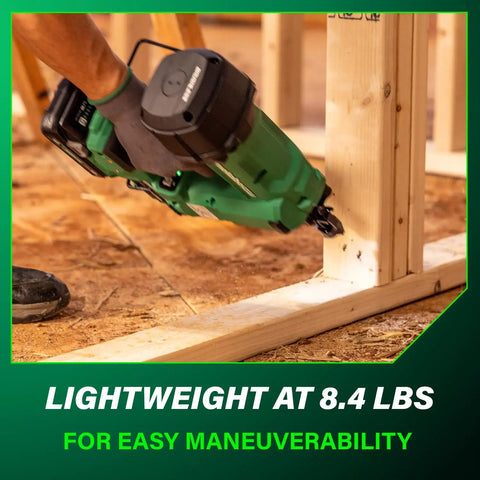 18V MultiVolt Cordless 21 Degree Framing Nailer Kit With 4.0Ah Battery in use on wood frame NR1890DRA