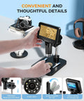 Handheld Digital Microscope for Coins With Light and HD Screen, 4.3 Inch LCD, 1000x Magnification, 1080p Video, Easy Focus Wheel, Perfect for Mint Marks, Coin Nerds, Surface Detail, and Coin Collecting on a coin stand