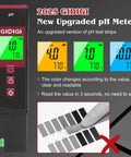 Digital pH Meter with Color LCD Backlit Display and UL Certified Accuracy Six Pack Calibration Powders pH Test Strips
