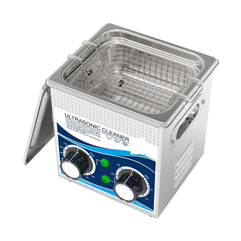 1.3L Hualuck Ultrasonic Jewelry Cleaner 40kHz 120W Machine with stainless steel tank and controls for cleaning delicate items.