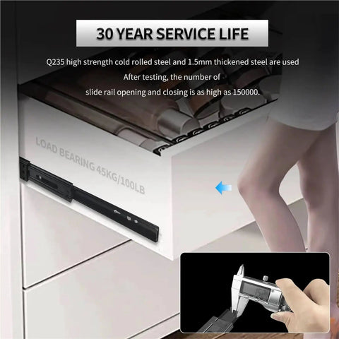 Heavy Duty 100 Lb Full Extension Drawer Slides Set Two Piece Push To Open 16 Inch Galvanized And Electrophoretic Finish