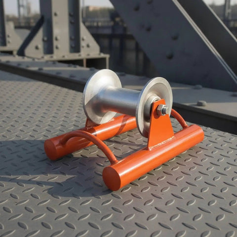Heavy Duty Cable Guide Wheel For Straight Run Wiring Wire Pulley Roller With 200mm Wide Wheel Clamp And Cylindrical Pipe Socket For Electricians Pro Grade Conduit Routing Tool, orange steel