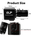 Global Shutter USB Camera Monochrome High Speed Imaging 1280x800 at 120fps Plus 210fps 420fps 640fps Options, product dimensions displayed.