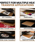 No Fuss Nonstick PTFE Heat Press Sheet For DTF Printing And Sublimation Transfers Protects HTV DTG And White Toner Prints in use