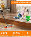 Heavy Duty 16 In One Detachable Steam Mop And Handheld Steamer For Hardwood Floors Tile And Grout in action on wooden floor.