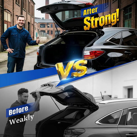 Comparison of Subaru Outback rear hatch before and after installing Subaru Outback Rear Hatch Struts Liftgate Shocks Two Pack Fits 2010 2014 OE Style Replacement Easy Five Minute Install Durable Gas Lift Supports For Smooth Open And Hold Replaces Part Numbers 63269AJ00A 63269AJ10B PM3074LR