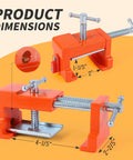 2 Pack Heavy Duty Face Frame Clamps With Tough Storage Case And Sharp Twist Drill Bit For No Sweat Cabinet Install measurements displayed.