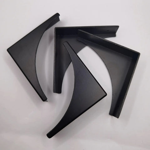 Four Heavy Duty Black Metal Corner Protectors Four Piece Set straight edge guards for furniture and cabinets.
