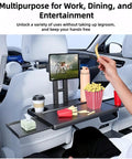 Slick Heavy Duty Abs Steering Wheel Dashboard Tray Compatible With Tesla Cybertruck 2023 To 2025 Waterproof 2 In 1 Phone Cup Storage Mat Ride Ready with food and drink setup.