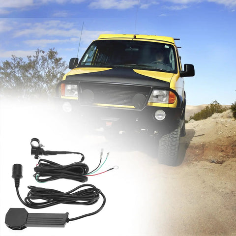 12V ATV And UTV Winch Corded Hand Controller Kit With 16 Foot Cable Wired Remote Control For Easy Winching Durable Wiring Pack Included Rugged Interlock Design For Rough Trails, wired remote