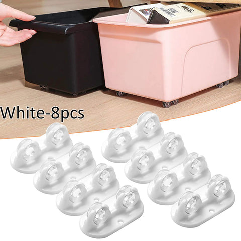 Self Adhesive Caster Wheels Pack Of 8 Non Swivel Castors For Small Boxes Cabinets And Containers, Easy Gliding Wheels