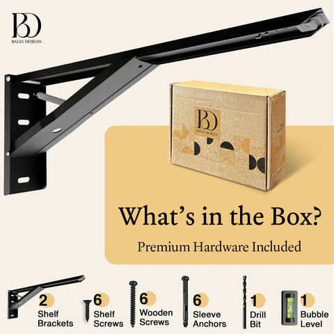 Heavy Duty Folding Shelf Brackets 20 Inch Set Of Two 500 Lbs Wall Mounted Collapsible Brackets with hardware included.