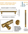 Diagram of Six Pack Knurled Cabinet Pulls Antique Brass Drawer Handles 5.04 Inch Center To Center Vintage Bronze Bar Pull Zinc Alloy Hardware