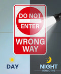 Two Pack Do Not Enter Wrong Way Signs 18 By 12 Inches For Traffic Road High Visibility Reflective Aluminum Weather Resistant Outdoor Signage No Entry Warning For Driveways Service Roads And Intersections. reflective sign in day and night lighting