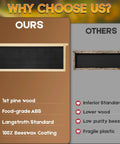 Comparison of Bulk 20 Pack Black Beehive Medium Frames Unassembled, showing durable pine vs lower quality wood