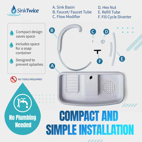 Touchless Faucet Water Saver Kit For Standard Toilet Tanks 15.25 To 16.75 Inches White Easy Install In Under Five Minutes Diverts Used Water To Flush The Toilet Saving Up To 25000 Gallons Per Year