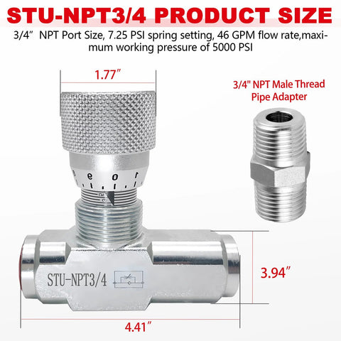 Cplbrb 3/4 in hydraulic flow control valve with two 3/4 in NPT male adapters, inline adjustable