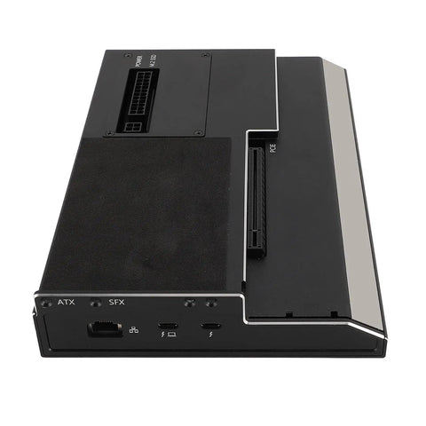 Back view of the external GPU dock featuring Thunderbolt 3 support, PCIe slot, and aluminum housing for laptops.