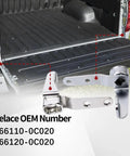 Rust Resistant Tailgate Door Hinge For Trucks And SUVs Easy Install Vehicle Accessory Delivers Maximum Tailgate Stability And Safe Opening And Closing For Everyday Driving And Rough Terrains. Image shows tailgate hinge with OEM numbers.