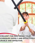 Adults sparring with 2 pack 33.5 inch foam swords for adults, padded for safe martial arts practice, black foam blades, wood handles