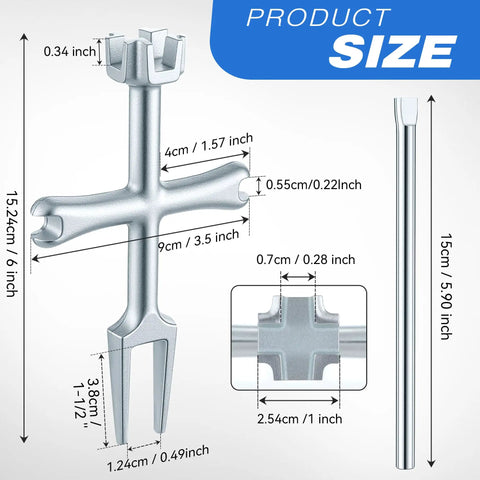 Heavy Hitter Tub Drain Wrench With Sliding Handle For Universal Cross Bars And Dead Simple Sink Pop Up Plug Removal Effortless Bathroom Plumbing Fix Kit with size dimensions.
