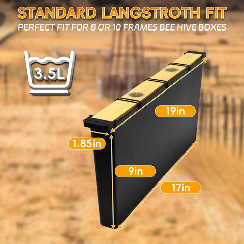 2 Pack 3.5L Bee Hive Deep Frame Feeder with dimensions for Langstroth hives