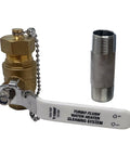 Turbo Flush Water Heater Drain Valve Kit with three quarter inch full port stainless steel nipple for maximum sediment removal