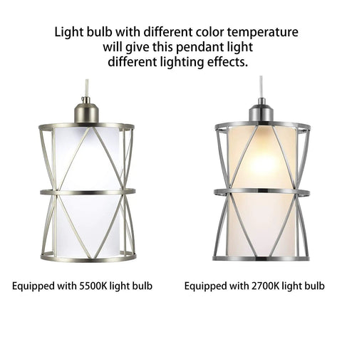 Totally Sleek Modern Mini Pendant Light In Brushed Nickel With Frosted Glass Shade 1 Light Adjustable Cylinder Pendant lit with bulbs