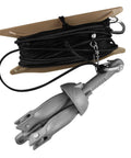 Waterfowl Snap Back Jerk Rig With Six Drops And 90 Feet PVC Decoy Cord Plus Five Feet Pull Cord in tan wrap with anchor