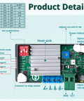 2 In 1 Integrated Stepper Motor Driver And Controller For Nema 17 And Nema 23 Motors With 1 To 128 Microstep Resolution Compact Build showing control panel and connections.