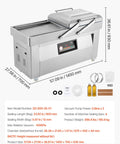Chamber Vacuum Sealer With 1200 Watts And A Generous 23 Inch Seal Bar, stainless steel, user-friendly control panel, professional design.