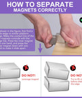 Front view of two 40x40x20mm neodymium block magnets being pulled apart in an instructional poster.