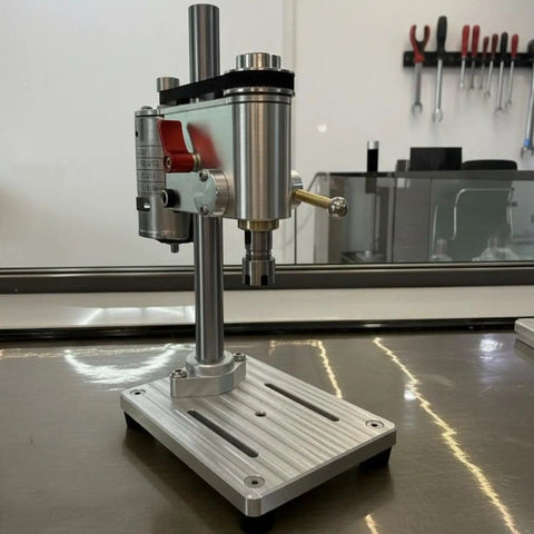 Craft Precision Bench Drill Press With Cross-Slide Vise Aluminum Alloy Steel Miniature Machine Portable Work Stand side view